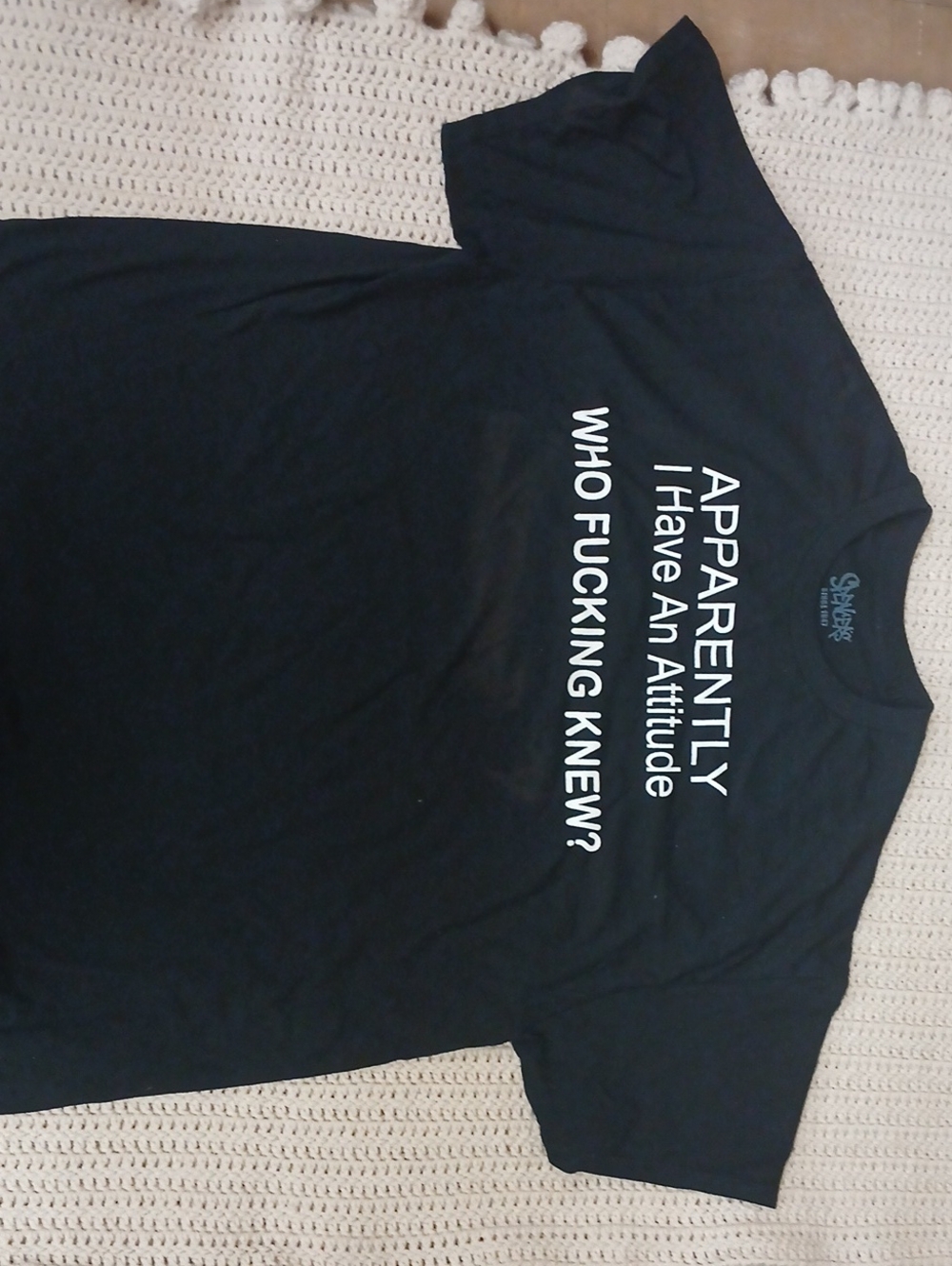 Spencer's Black Short-Sleeve Graphic Tee with White Text